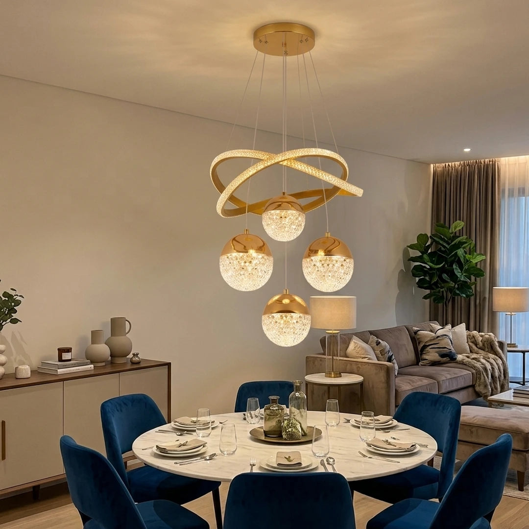 L'Orbe – salle à manger moderne, table ronde en marbre