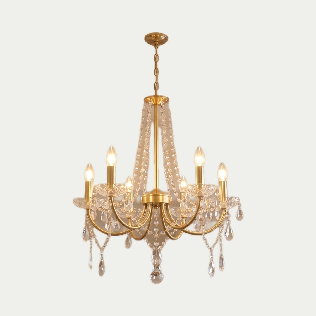 La Soirée – Lustre à Bougies Doré et Cristal K9