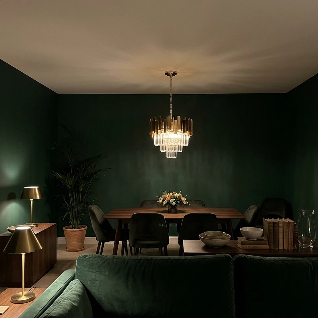 La Cascade – salle à manger aux murs vert profond