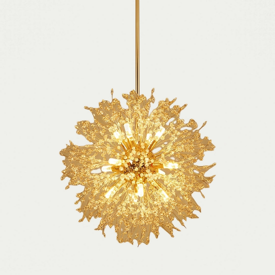 L'Étincelle – Lustre Cristal Pissenlit Doré