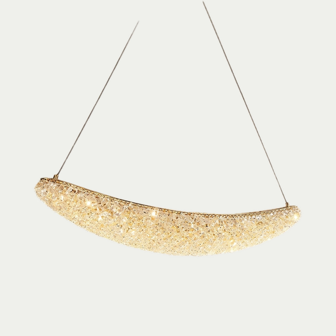La Lune – Lustre Croissant de Lune en Cristal Champagne