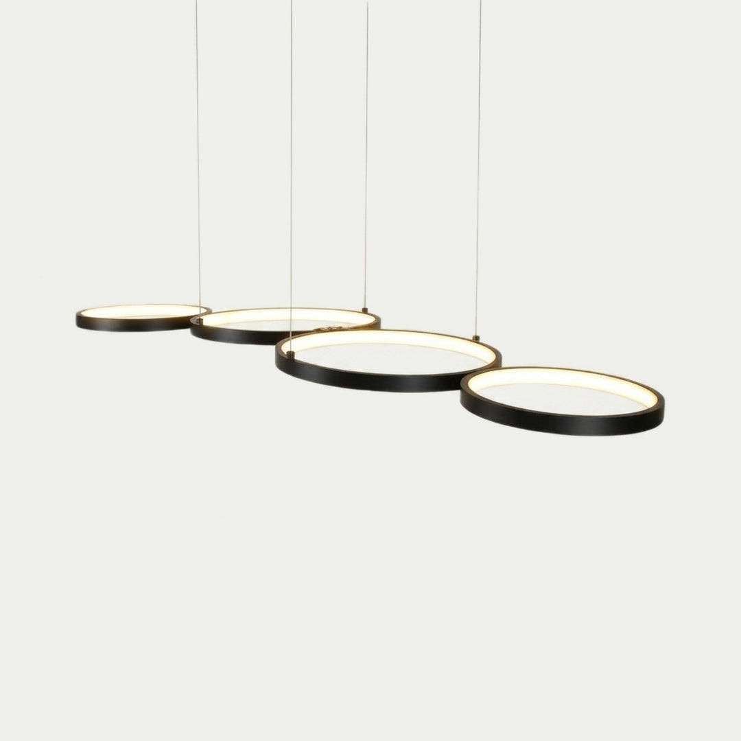 L'Écho – Suspension 4 Anneaux LED Alignés – coloris noir