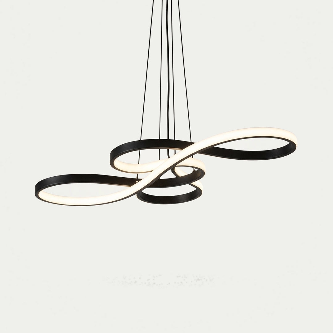 L'Infini – suspension LED anneau incurvé noir, photo produit sur fond blanc