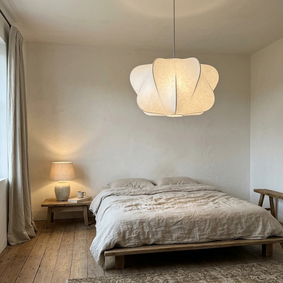 Le Cocon – chambre wabi-sabi, linge en lin brut